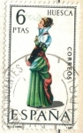 Stamps Spain -  ESPANA 1968 (E1850) Trajes tipicos espanoles - Huesca 6p