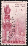 Stamps Italy -  Italia 1958 Scott 739 Sello Estatua Immaculada Concepción en Roma y Basilica de Lourdes 