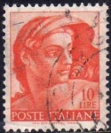 Stamps Italy -  Italia 1961 Scott 815 Sello Dibujos Capilla Sixtina de Michelangelo Esclavo usado 