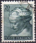 Stamps Italy -  Italia 1961 Scott 817 Sello Dibujos Capilla Sixtina de Michelangelo Libyan Sybil usado 