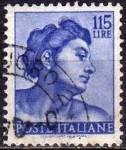 Stamps Italy -  Italia 1961 Scott 827 Sello Dibujos Capilla Sixtina de Michelangelo Esclavo usado 