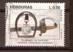 Stamps America - Honduras -  RELOJ  Y  ESPADA  DE  MORAZÁN