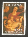 Stamps America - Guyana -  navidad, la sagrada familia de rubens