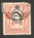 Stamps America - Jamaica -  elizabeth II, palmeras 