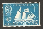 Sellos de America - San Pierre & Miquelon -  Francia libre, barco