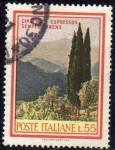 Stamps : Europe : Italy :  Italia 1966 Scott 935B Sello Arboles Cipres Cupressus usado 