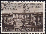 Stamps Italy -  Italia 1967 Scott 949 Sello Sede del Parlamento y Capitolio en Roma Aniversario CEE Usado