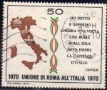 Stamps Italy -  Italia 1970 Scott 1019 Sello Union de Italia Roma Capital y Frase de Cavour (1870-1970) Usado