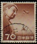 Sellos del Mundo : Asia : Japn : Japon 1953 Scott C39 Sello Avion sobrevolando el Gran Buda de Kamakura usado 