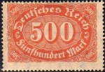 Sellos del Mundo : Europa : Alemania : Deutsches Reich 1922 Scott 160 Sello Nuevo * Cifras 500 Alemania Germany