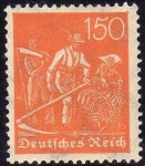 Stamps Germany -  Deutsches Reich 1922 Scott 148 Sello Nuevo ** Agricultores 150 Alemania Germany 