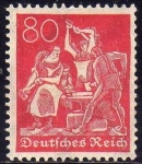 Stamps Germany -  Deutsches Reich 1922 Scott 145 Sello Nuevo **  Iron Workers 80 Alemania Germany 