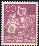 Stamps Germany -  Deutsches Reich 1922 Scott 144 Sello Nuevo **  Iron Workers 60 Alemania Germany 