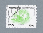 Stamps Cambodia -  Transport des Grappes de Paddy