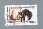Stamps Cambodia -  Gatos