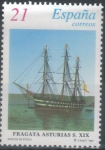 Stamps : Europe : Spain :  ESPANA 1997 (E3475) BARCOS DE EPOCA Fragata Asturias 21p
