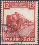 Sellos de Europa - Alemania -  Deutsches Reich 1935 Scott 457 Sello Centenario Tren Aguila 12 Usado Alemania