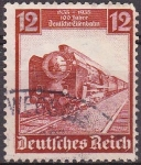 Stamps Germany -  Deutsches Reich 1935 Scott 457 Sello Centenario Tren Aguila 12 Usado Alemania