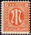 Stamps Germany -  Deutsches Reich 1945 Scott 3N6 Sello ** Allied Military Government Issue A.M. Post 8