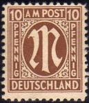 Stamps Germany -  Deutsches Reich 1945 Scott 3N7 Sello ** Allied Military Government Issue A.M. Post 10