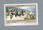 Stamps North Korea -  Kim Il Sung decidiendo en la batalla