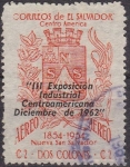 Stamps : America : El_Salvador :  EL SALVADOR 1962 Scott C195 Sello Escudo de Armas con sobreimpresion III Exposicion Industrial Centr