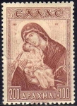 Sellos de Europa - Grecia -  GRECIA 1943 Scott RAB3 Sello Nuevo Pro Infancia La Virgen y el Niño c/charnela 