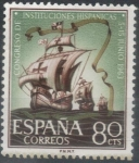 Stamps : Europe : Spain :  ESPANA 1963 (E1514) Congreso de Instituciones Hispanicas - Naves de Colon 80c