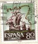 Stamps : Europe : Spain :  ESPANA 1963 (E1514) Congreso de Instituciones Hispanicas - Naves de Colon 80c INTERCAMBIO