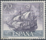 Stamps Spain -  ESPANA 1964 (E1603) Homenaje a la Marina Espanola - Galeon 70c