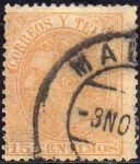 Stamps Europe - Spain -  ESPAÑA 1882 210 Sello º Rey Alfonso XII 15c Espana Spain Espagne Spagna