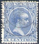 Stamps Spain -  ESPAÑA 1889-99 215 Sello Alfonso XIII 5c Tipo Pelón Usado Espana Spain Espagne Spagna
