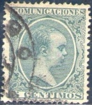 Stamps Spain -  ESPAÑA 1889-99 216 Sello Alfonso XIII 5c Tipo Pelón Usado Espana Spain Espagne Spagna