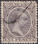 Stamps Spain -  ESPAÑA 1889-99 226 Sello Alfonso XIII 1p Tipo Pelón Perforado Usado Espana Spain Espagne Spagna