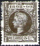 Stamps Spain -  ESPAÑA 1898 240 Sello Impuesto de Guerra Recargo 5c Usado Espana Spain Espagne Spagna