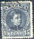 Stamps Europe - Spain -  ESPAÑA 1901-5 244 Sello Alfonso XIII 15c Tipo Cadete Usado con numero de control al dorso Espana