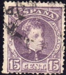 Stamps Spain -  ESPAÑA 1901-5 245 Sello Alfonso XIII 15c Tipo Cadete Usado con numero de control al dorso Espana Spa