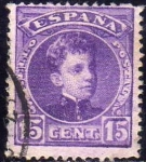 Sellos de Europa - Espa�a -  ESPAÑA 1901-5 246 Sello Alfonso XIII 15c Tipo Cadete Usado con numero de control al dorso Espana Spa