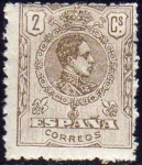 Stamps Spain -  ESPAÑA 1909-22 267 Sello Nuevo * Alfonso XIII Tipo Medallón 2c c/charnela Sin numero de control al d