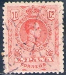 Stamps Spain -  ESPAÑA 1909-22 269 Sello Alfonso XIII 10c Tipo Medallón Usado con numero de control al dorso Espana 