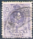 Sellos de Europa - Espa�a -  ESPAÑA 1909-22 270 Sello Alfonso XIII 15c Tipo Medallón Usado con numero de control al dorso Espana 