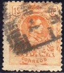 Stamps Spain -  ESPAÑA 1909-22 271 Sello Alfonso XIII 15c Tipo Medallón Usado con numero de control al dorso Espana 