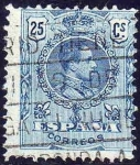 Stamps Spain -  ESPAÑA 1909-22 274 Sello Alfonso XIII 25c Tipo Medallón Usado con numero de control al dorso Espana 