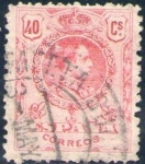 Stamps Spain -  ESPAÑA 1909-22 276 Sello Alfonso XIII 40c Tipo Medallón Usado con numero de control al dorso Espana 