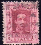 Stamps Spain -  ESPAÑA 1922-30 311 Sello Alfonso XIII 5c Tipo Vaquer Usado nº control al dorso Espana Spain Espagne 
