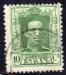 Stamps Spain -  ESPAÑA 1922-30 314 Sello Alfonso XIII 10c Tipo Vaquer Usado nº control al dorso Espana Spain Espagne