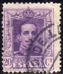 Stamps Spain -  ESPAÑA 1922-30 316 Sello Alfonso XIII 20c Tipo Vaquer Usado nº control al dorso Espana Spain Espagne