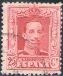 Stamps Spain -  ESPAÑA 1922-30 317 Sello Alfonso XIII 25c Tipo Vaquer Usado nº control al dorso Espana Spain Espagne