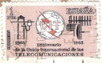 Stamps Spain -  ESPANA 1965 (E1670) Centenario de la Union Internacional de las Telecomunicaciones 1p  INTERCAMBIO