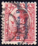 Stamps Spain -  ESPAÑA 1931 598 Sello Alfonso XIII 25c Sobrecargado Republica Española Usado c/nº control dorso Espa